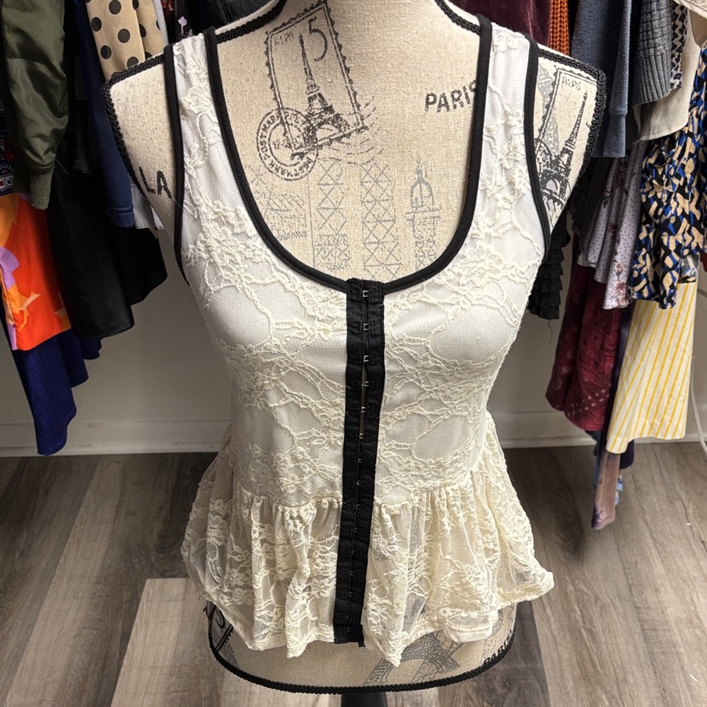 Y2K Lace Peplum Blouse